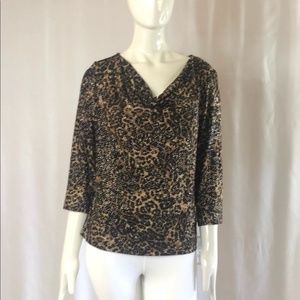 ALEX EVENINGS - SAFARI PRINT BLOUSE